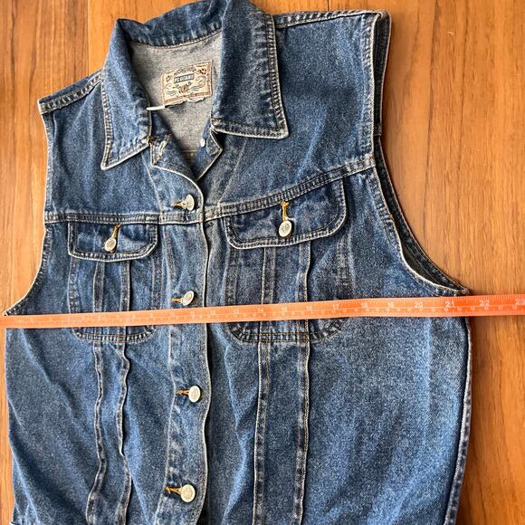 Gitano Denim Vest Size L Vintage 90s Button Front Pockets Cotton - Picture 6 of 8